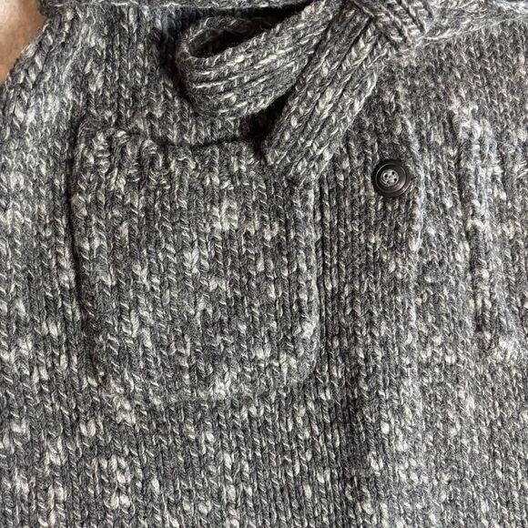 Vintage 90's Express Charcoal Grey Wool Blend Belted Longline Cardigan Sweater L - Picture 12 of 13